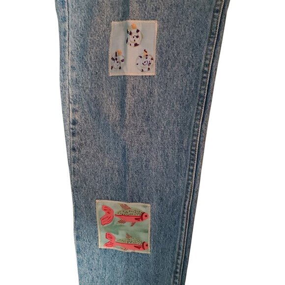 Vintage 90s Gazoz Jeans Size 5 Boho High Waist Sea Life Nautical Ocean Patchwork - Picture 7 of 12